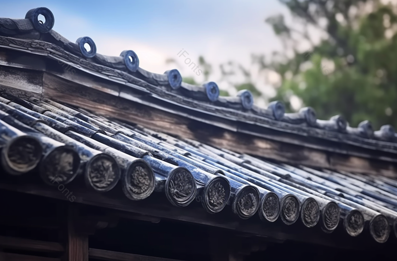 仰拍视角古代瓦片屋檐特写,高清,摄影图,摄影图片,图片大全,摄影图免费下载